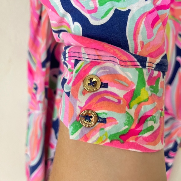 Lilly Pulitzer Emma Swing 3/4 Length Dress Resort Navy Banana Flambe Womens Med. - Picture 6 of 9